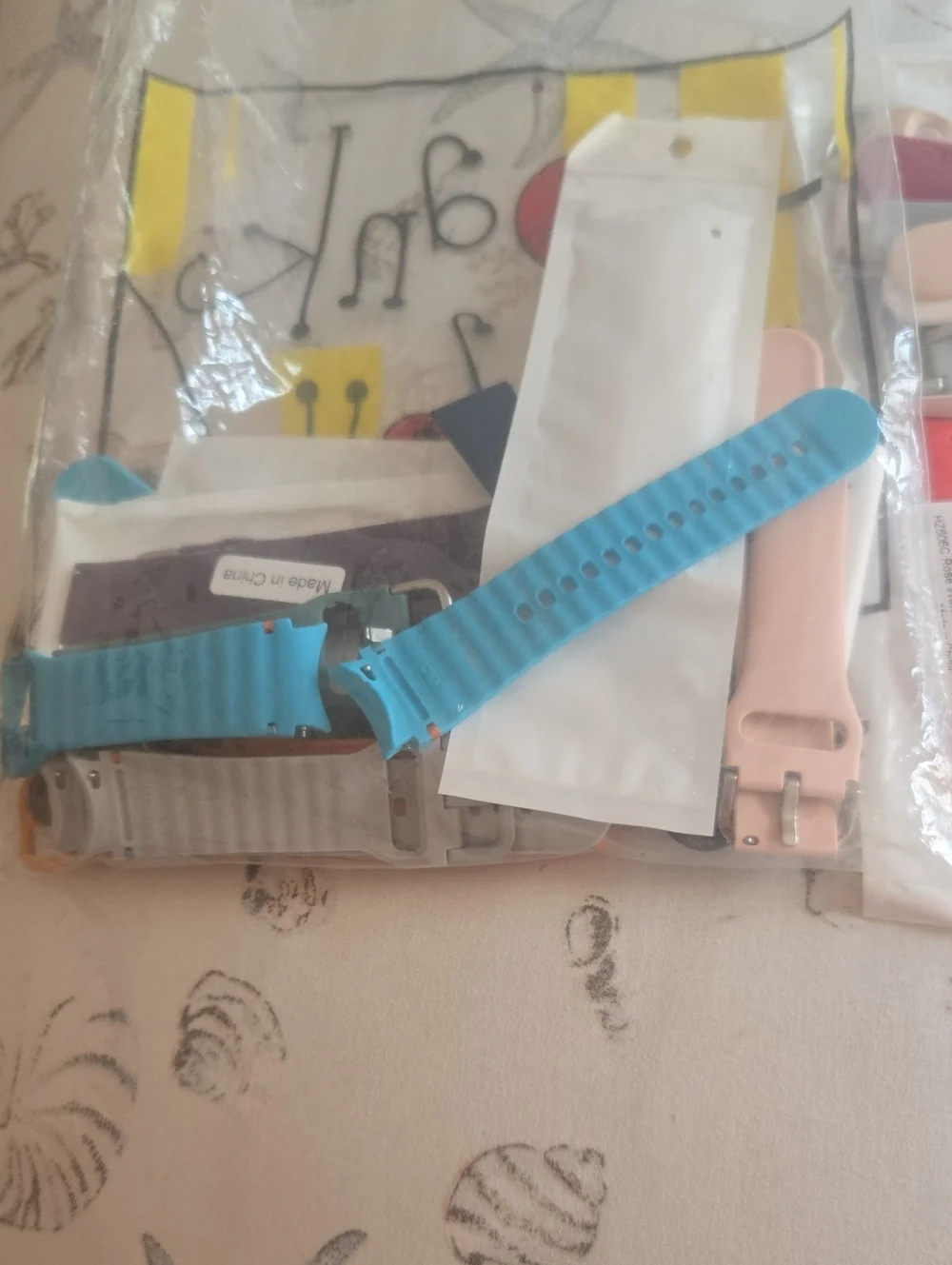 Samsung Silicone Watch Bands in Cyan Blue and Light Pink